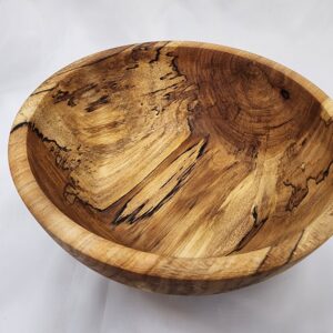 Spalted sycamore bowl with amber color and black spalt lines